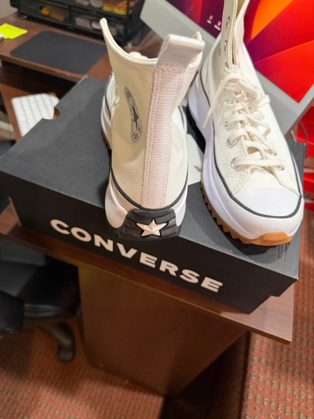 Converse Women’s Cream/White High-Top Sneakers with Gum Sole